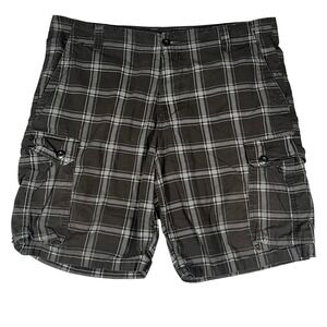 Ocean Pacific Mens Black Plaid Cargo Shorts 100% Cotton Size 40 0M12Y006